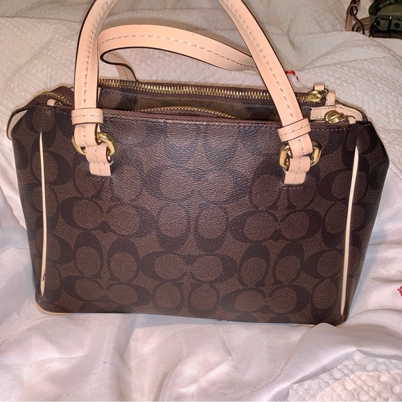 Coach Signature Peyton Jordan Double Zip Bag Brown Tan - Picture 6 of 15